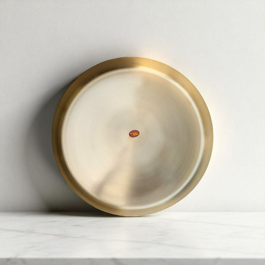 kansyam thali kansa dinner plate standing on side
