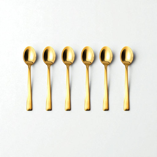 Set of six Kishco Cutlery Gold PVD Coffee Spoon with sleek and shiny gold finish