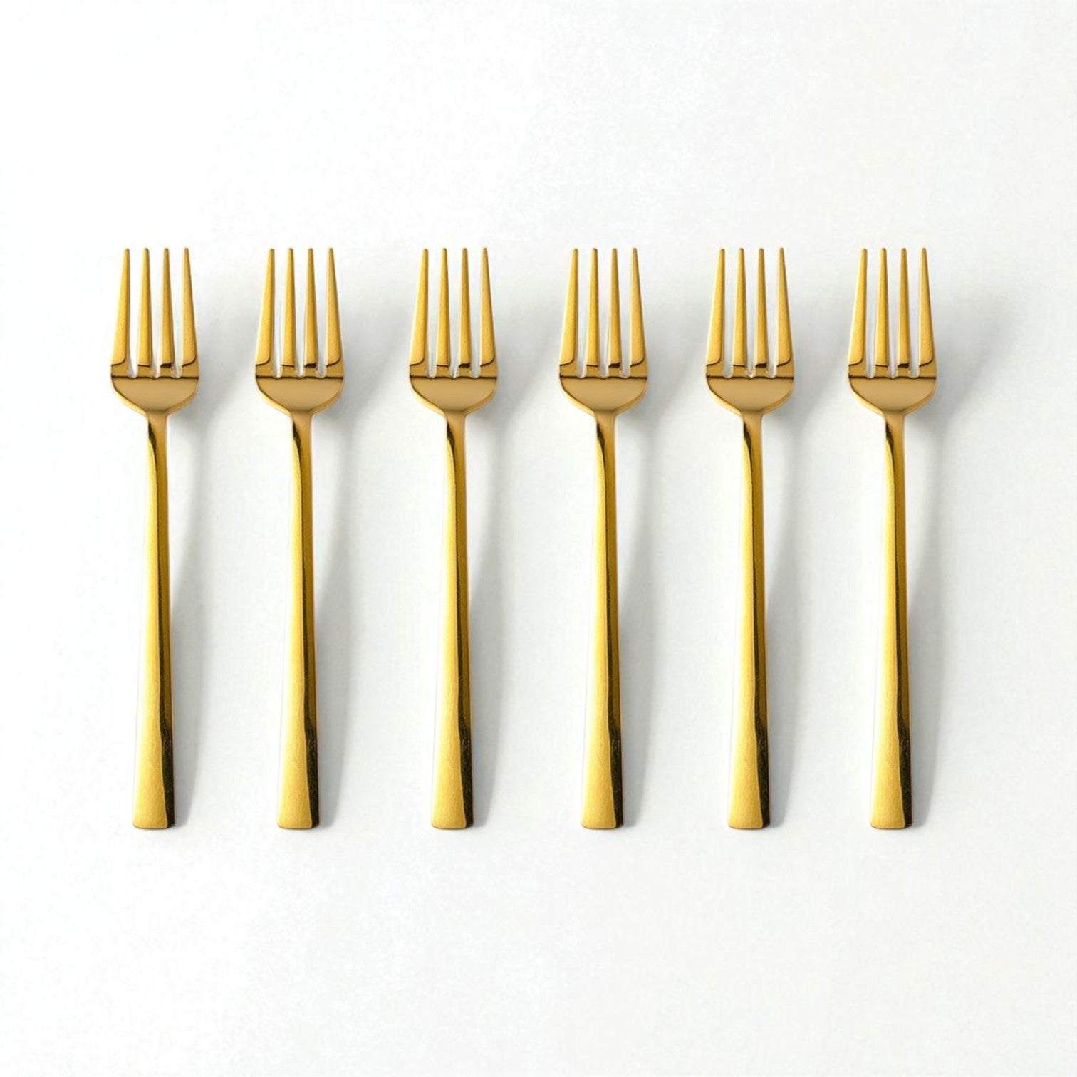 Set of six Kishco Cutlery Gold PVD Dinner Forks with sleek and elegant gold finish