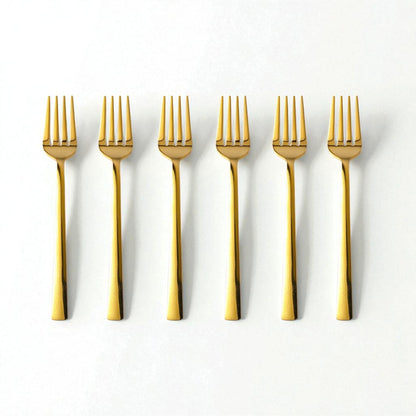 Set of six Kishco Cutlery Gold PVD Dinner Forks with sleek and elegant gold finish