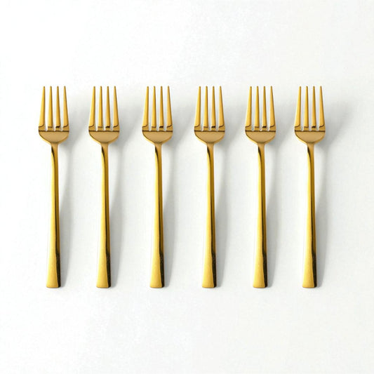 Set of six Kishco Cutlery Gold PVD Dinner Forks with sleek and elegant gold finish