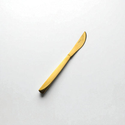Kishco Cutlery Gold PVD Dinner Knife with sleek modern design and gold finish on white background