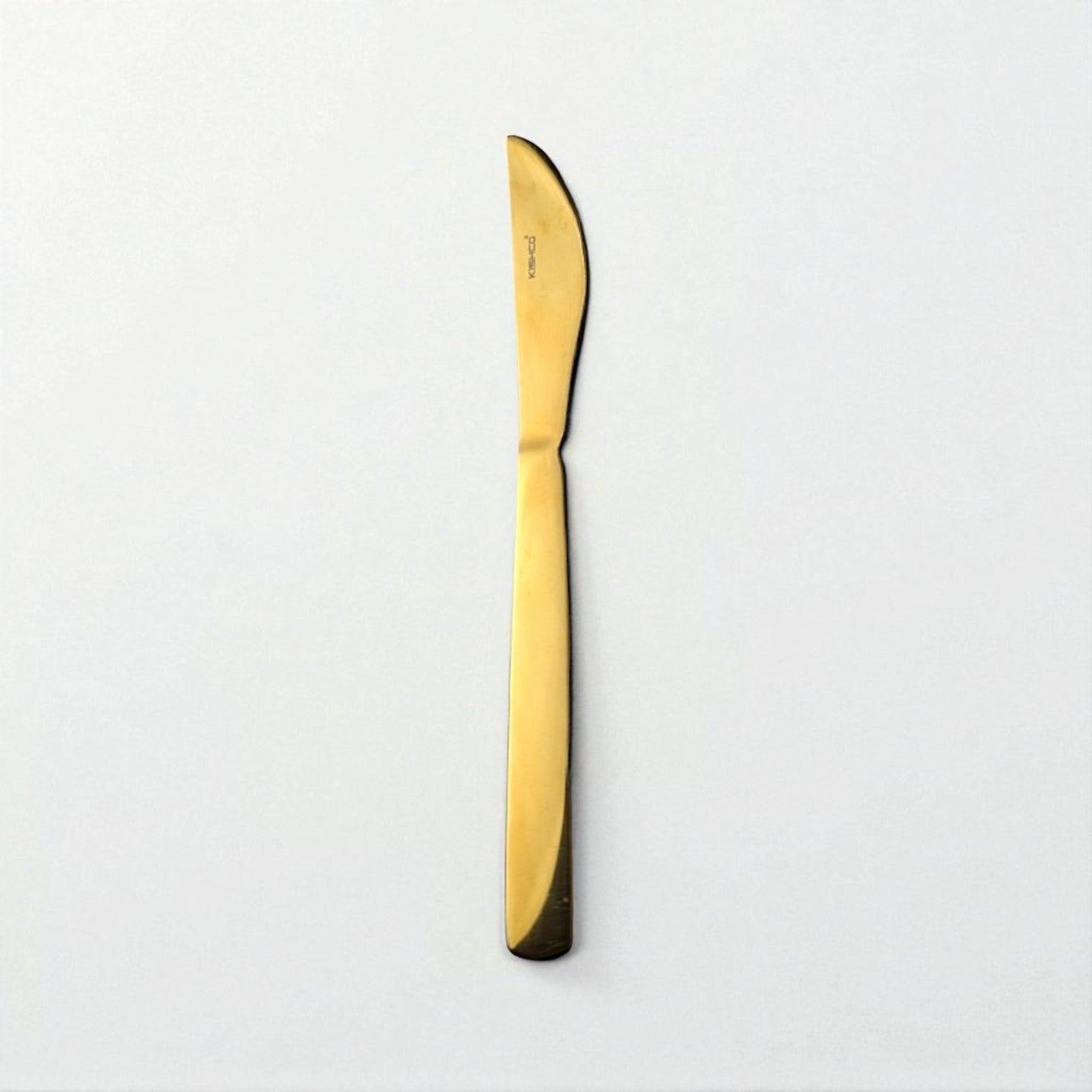 Kishco Cutlery Gold PVD Dinner Knife with sleek gold finish and modern design on white background