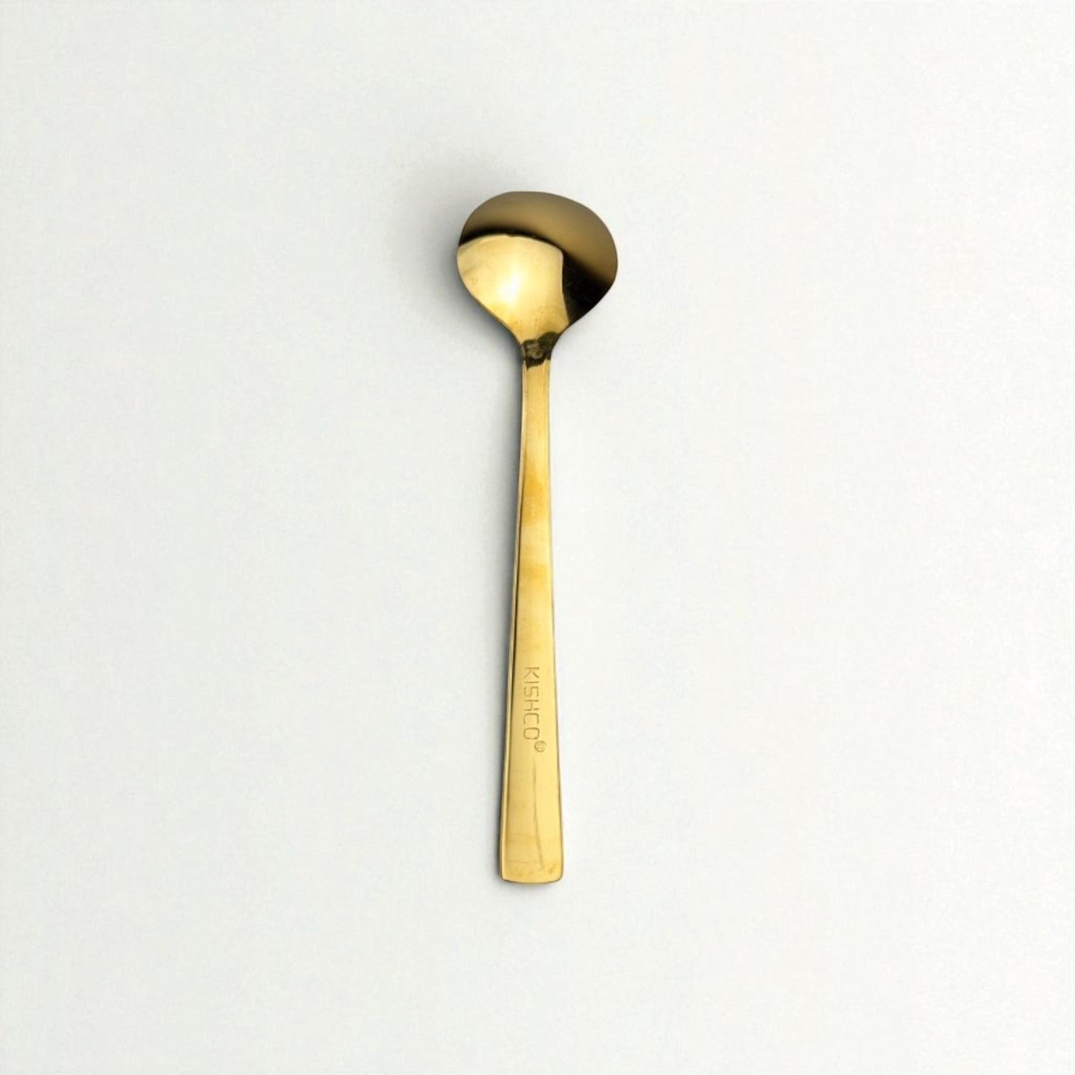Kishco Cutlery Gold PVD Dinner Spoon with sleek gold finish and engraved handle