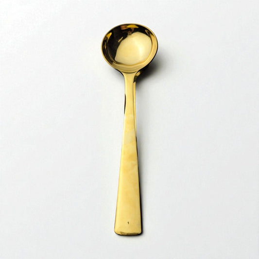 Kishco Cutlery Gold PVD Gravy Ladle with sleek handle and polished gold finish for serving sauces