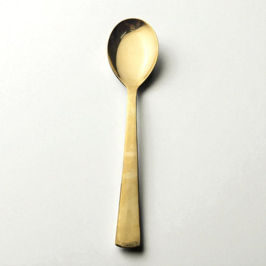 Kishco Cutlery Gold PVD Serving Spoon Oval Large with sleek gold finish and elongated handle