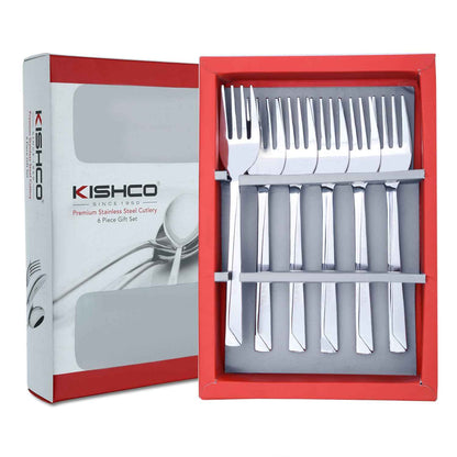 Kishco Cutlery Olympus Baby Fork set with stainless steel forks in red and white gift box