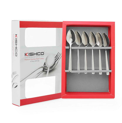 Kishco Cutlery Olympus Coffee Spoon set of six stainless steel coffee spoons in red and white box