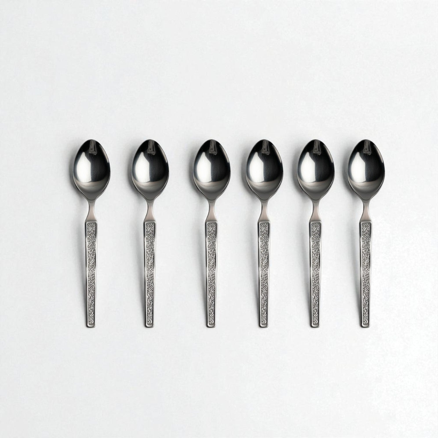 Set of six Kishco Cutlery Parma Coffee Spoon stainless steel spoons with textured handles