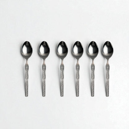 Set of six Kishco Cutlery Parma Coffee Spoon stainless steel spoons with textured handles