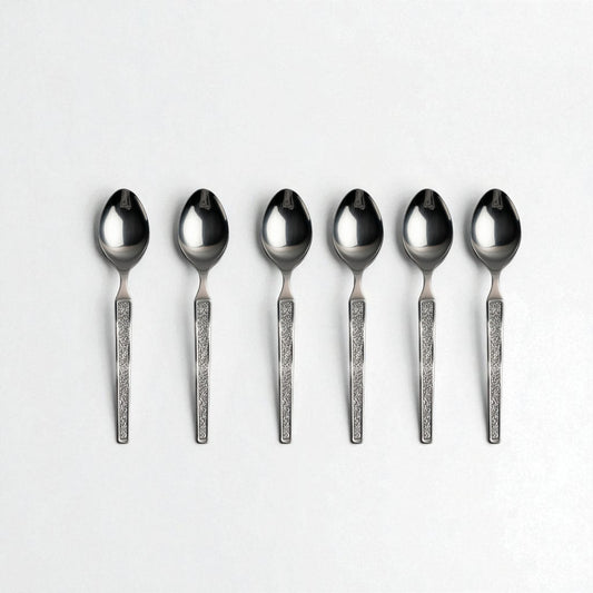 Set of six Kishco Cutlery Parma Coffee Spoon stainless steel spoons with textured handles