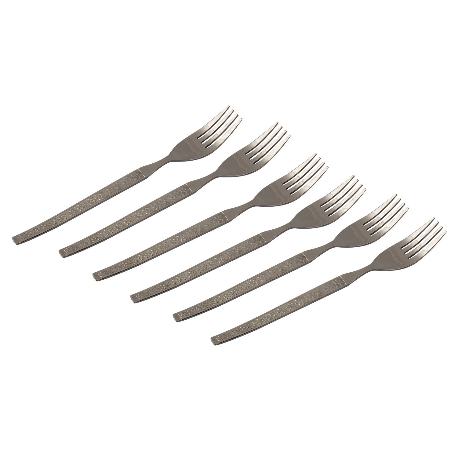 Kishco cutlery Parma Dinner Fork set of 6 with textured handles and stainless steel finish