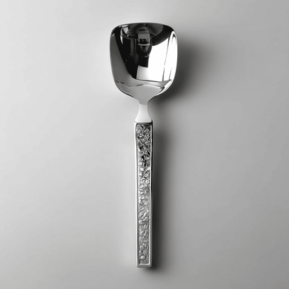 Kishco Cutlery Parma Serving Spoon Square with decorative handle and polished stainless steel finish