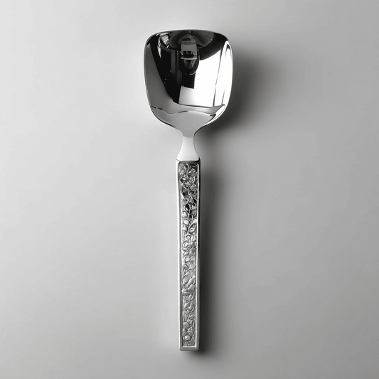 Kishco Cutlery Parma Serving Spoon Square with decorative handle and polished stainless steel finish