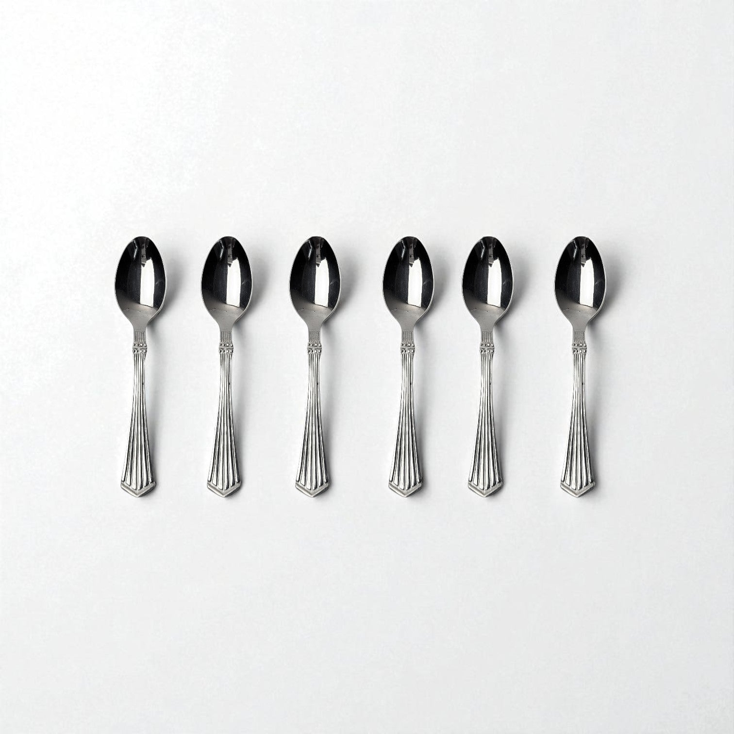 Set of six Kishco cutlery Symphony Coffee Spoon stainless steel spoons with decorative handles