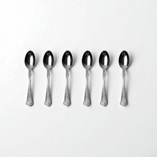 Set of six Kishco cutlery Symphony Coffee Spoon stainless steel spoons with decorative handles