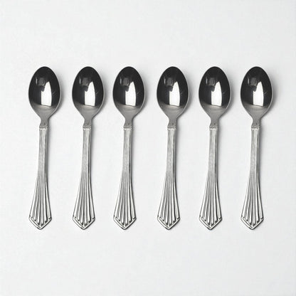 Set of six Kishco Cutlery Symphony Dinner Spoon stainless steel spoons with decorative handles