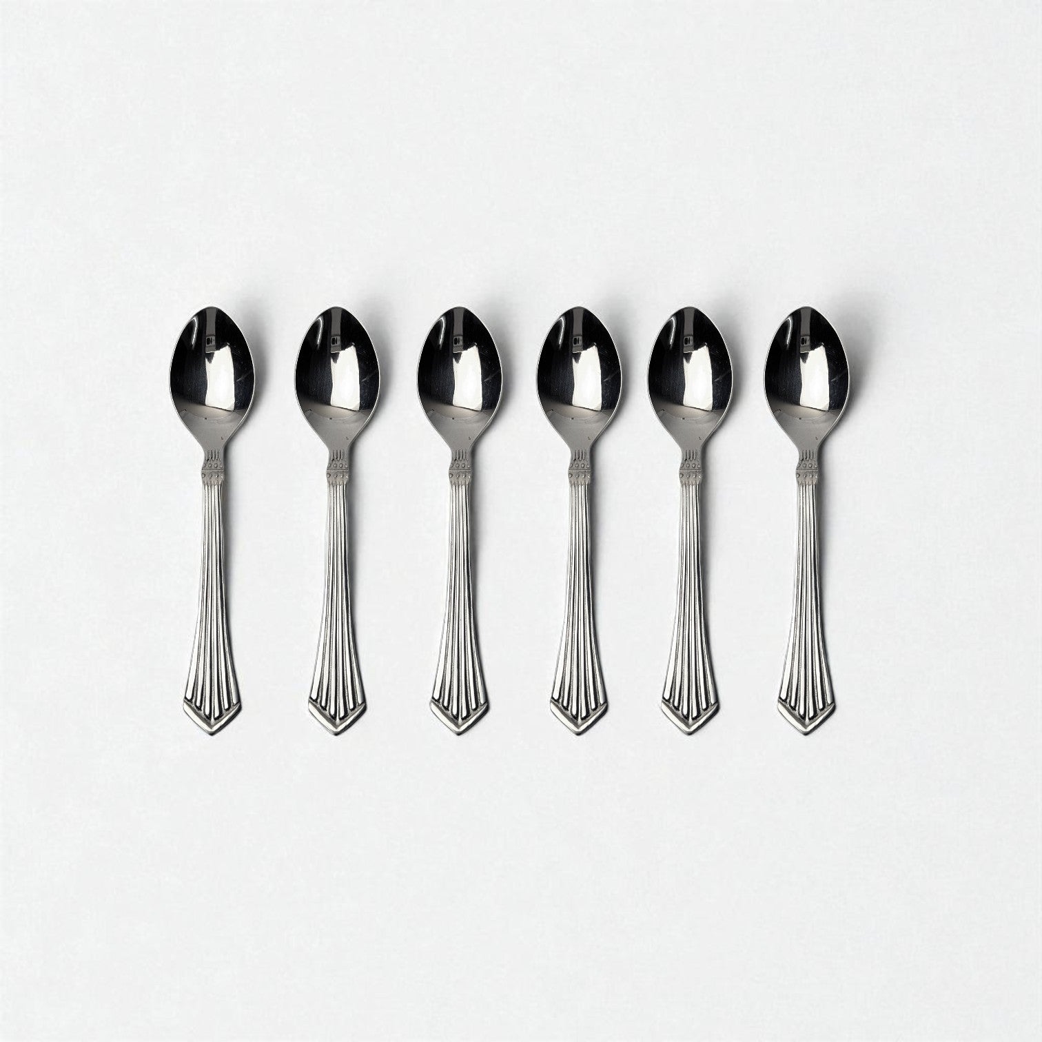 Set of six Kishco cutlery Symphony Tea Spoon stainless steel spoons with decorative handles