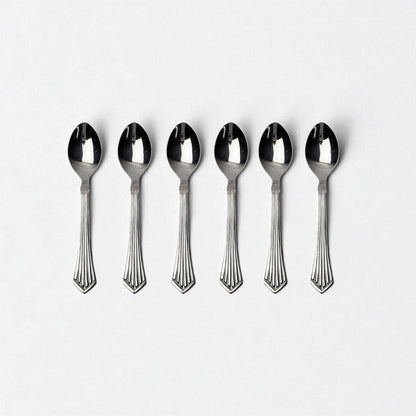 Set of six Kishco cutlery Symphony Tea Spoon stainless steel spoons with decorative handles