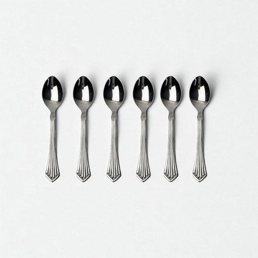Set of six Kishco cutlery Symphony Tea Spoon stainless steel spoons with decorative handles