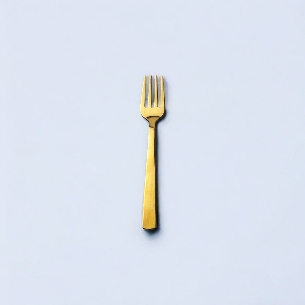 Kishco Gold Plated Stainless Steel Baby Forks Set of 6 with sleek gold finish on a single fork