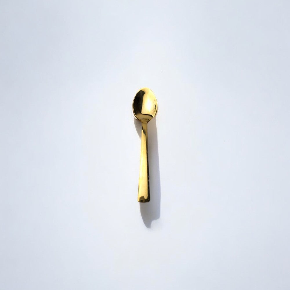 Kishco Gold Plated Stainless Steel Coffee Spoon Set of 6 with polished golden finish on white background