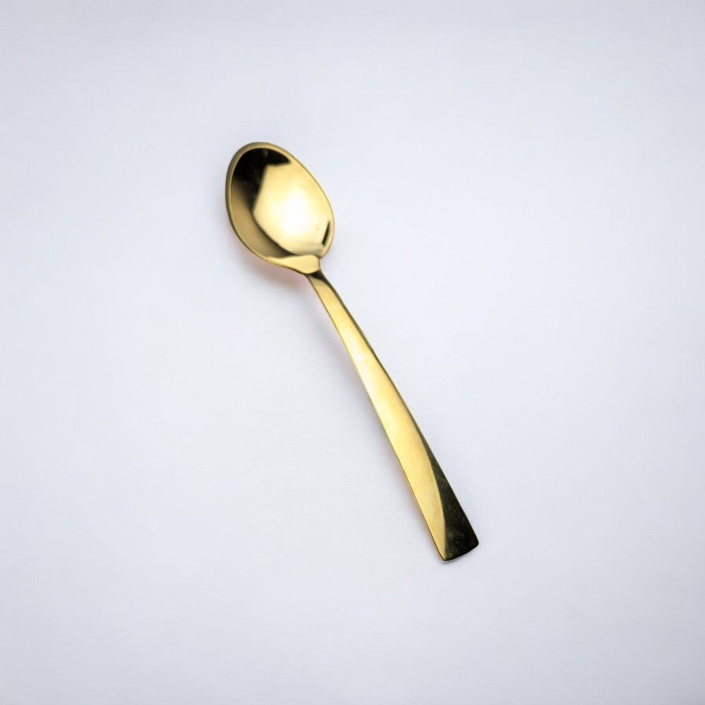 Kishco Gold Plated Stainless Steel Dinner Spoon Set of 6 with sleek design on white background