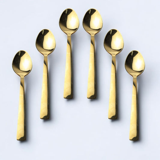Kishco Gold Plated Stainless Steel Dinner Spoon Set of 6 with sleek modern design