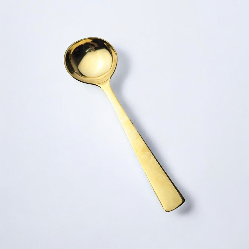 Kishco Gold Plated Stainless Steel Gravy Ladle with sleek polished finish and ergonomic handle