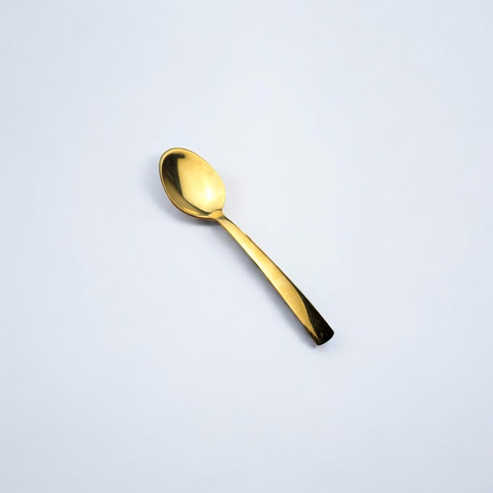 Kishco Gold Plated Stainless Steel Tea Spoon Set of 6 with sleek curved handle and polished finish