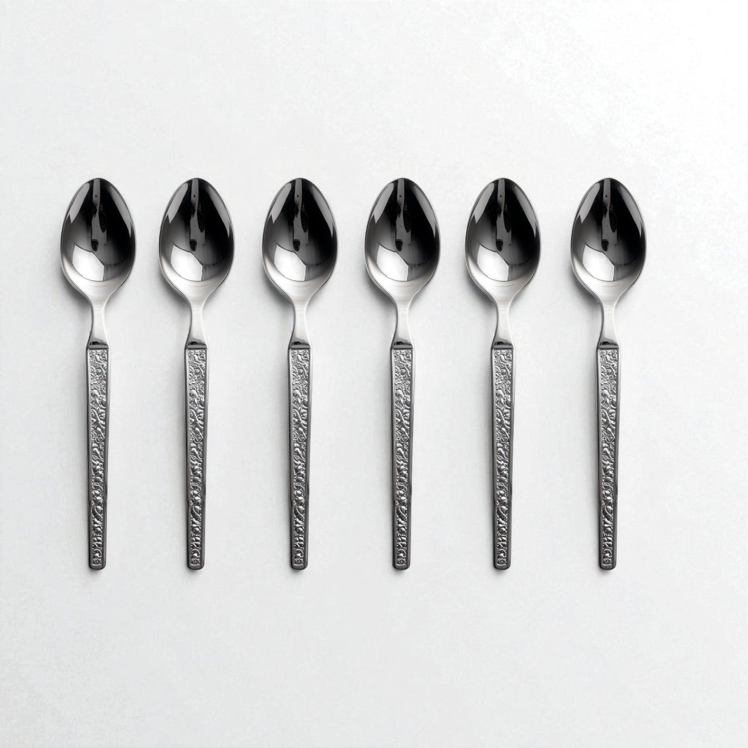 Kishco Parma Stainless Steel Baby Spoon Set of 6 with textured handles for easy grip