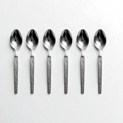 Kishco Parma Stainless Steel Baby Spoon Set of 6 with textured handles for easy grip