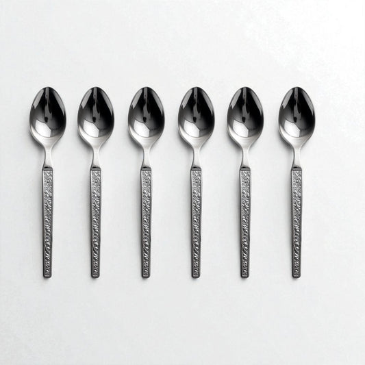 Kishco Parma Stainless Steel Baby Spoon Set of 6 with textured handles for easy grip