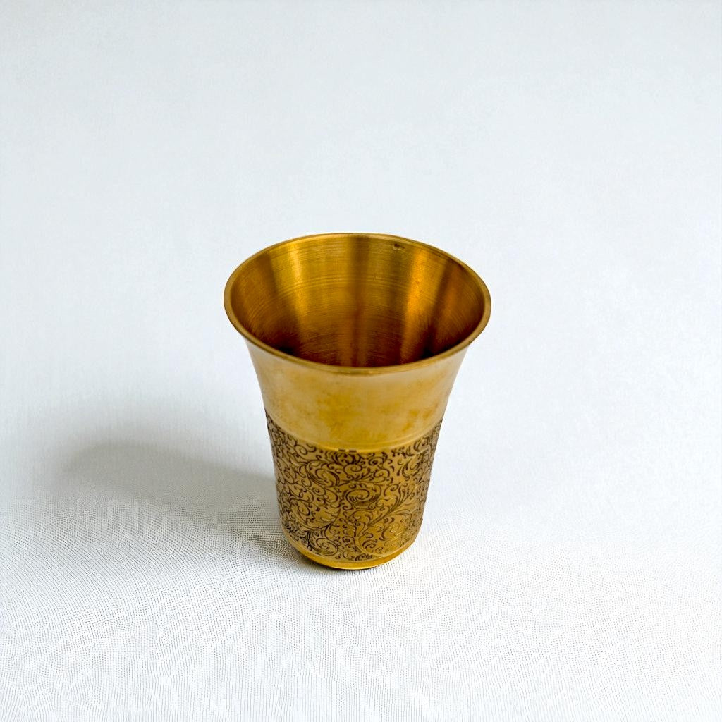 The Heritage Etched Brass Glass Set of 2, 300ml