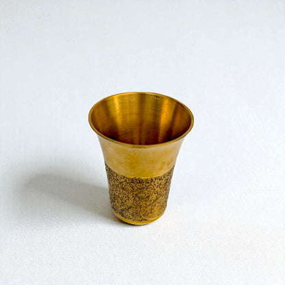 The Heritage Etched Brass Glass Set of 2, 300ml