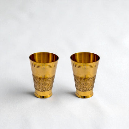 The Ice Etched Brass Glass Set of 2, 300ml