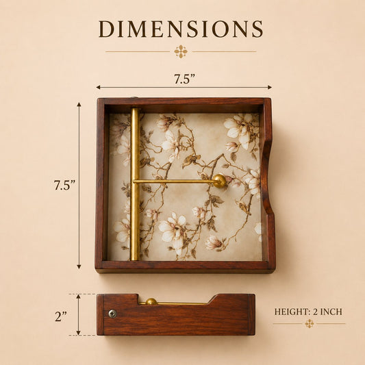 Magnolia Wooden Napkin Stand - Dimensions