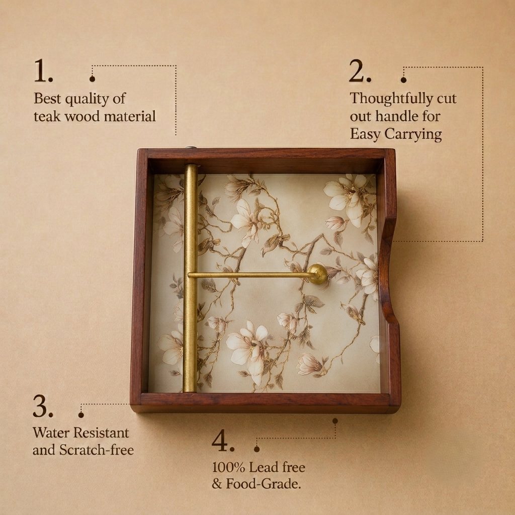 Magnolia Wooden Napkin Stand - Features