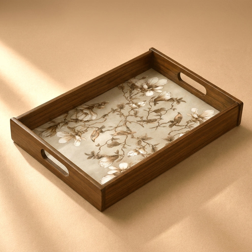 Magnolia Wooden Serving Tray, Large, Premium Teak Wood