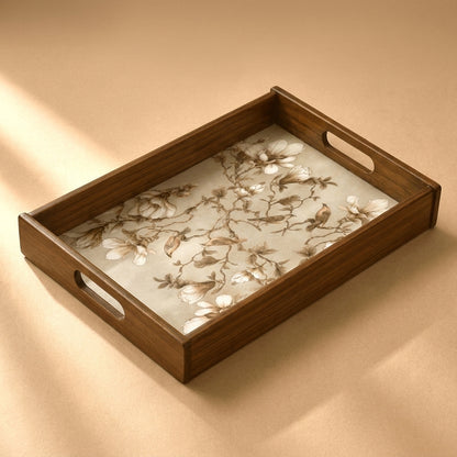 Magnolia Wooden Serving Tray, Large, Premium Teak Wood