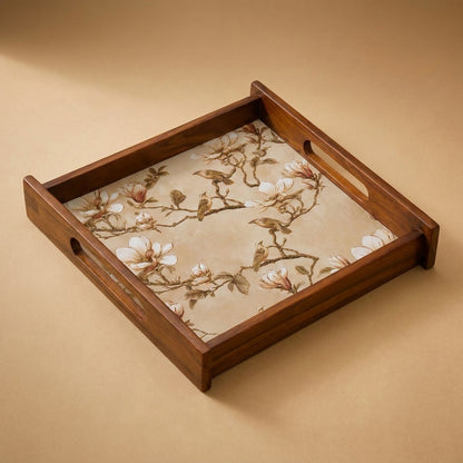 Magnolia Wooden Serving Tray, Large Square, Premium Teak Wood