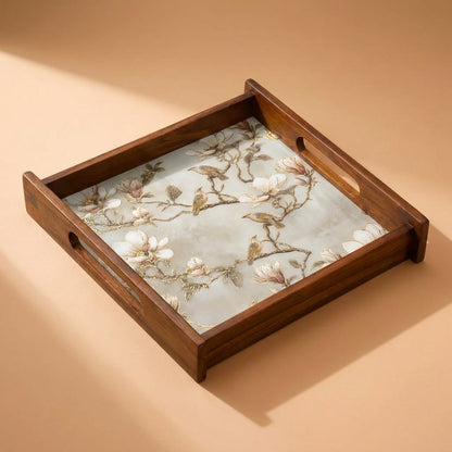 Magnolia Wooden Serving Tray, Large Square, Premium Teak Wood