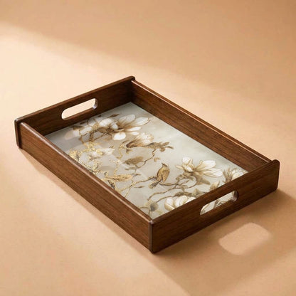 Magnolia Wooden Serving Tray, Medium, Premium Teak Wood