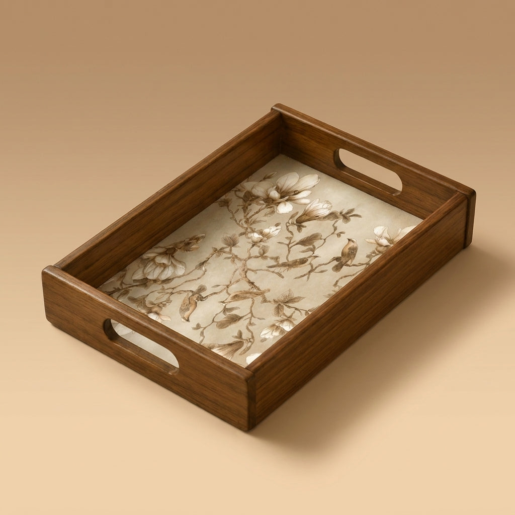 Magnolia Wooden Serving Tray, Small, Premium Teak Wood