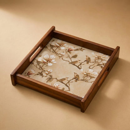 Magnolia Wooden Serving Tray, Small Square, Premium Teak Wood