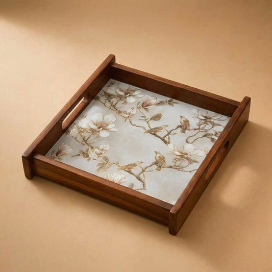Magnolia Wooden Serving Tray, Small Square, Premium Teak Wood