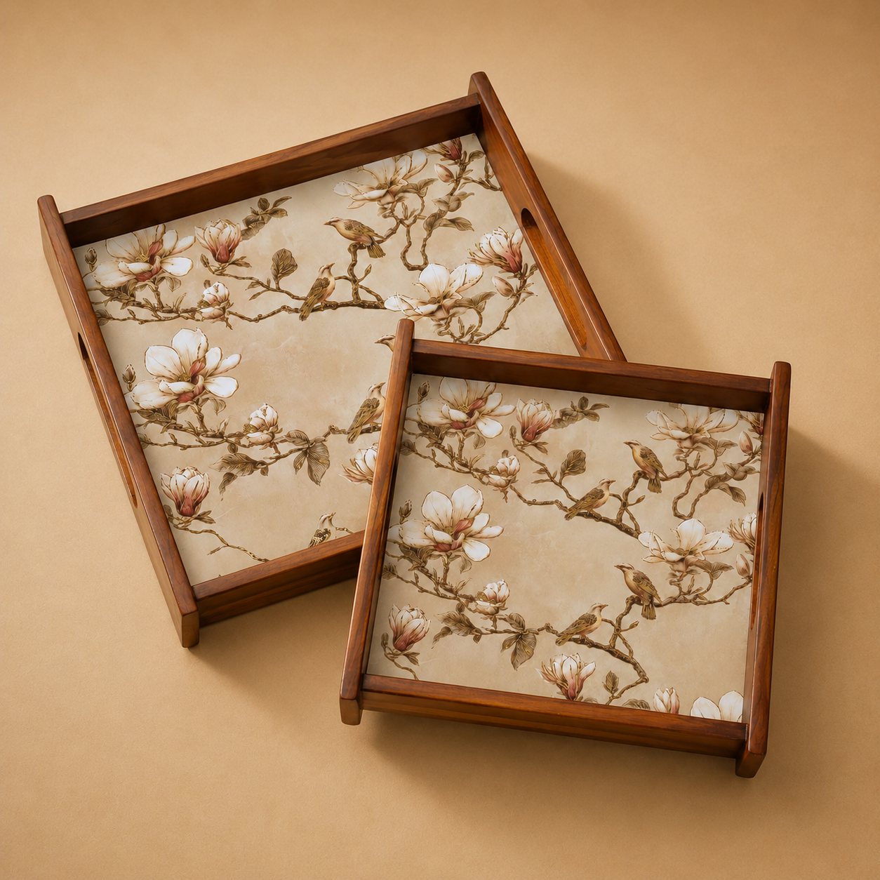 Magnolia Wooden Serving Tray, Set of 2, Square - Hero