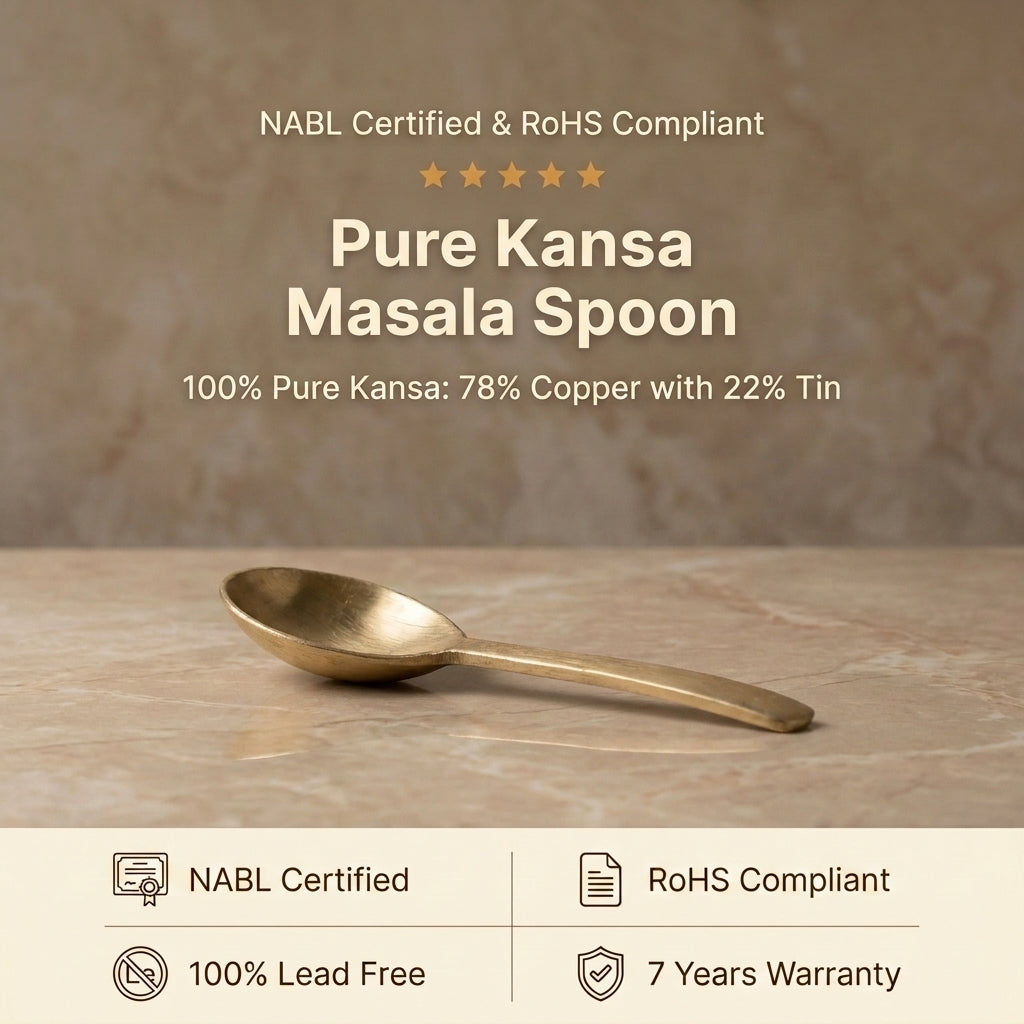 Pure Kansa Masala Spoon - NABL certified, RoHS compliant, 100% pure Kansa