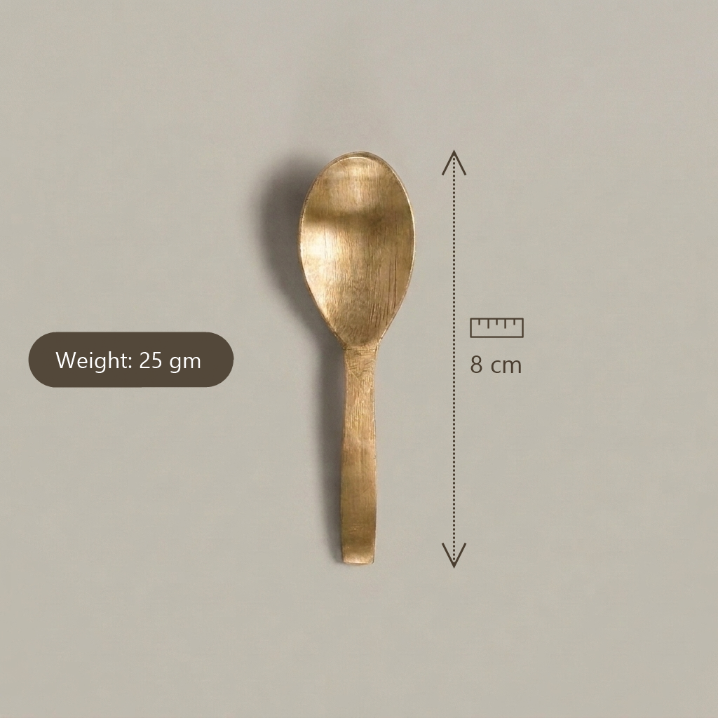 Pure Kansa Masala Spoon size chart - 8cm, 25gm