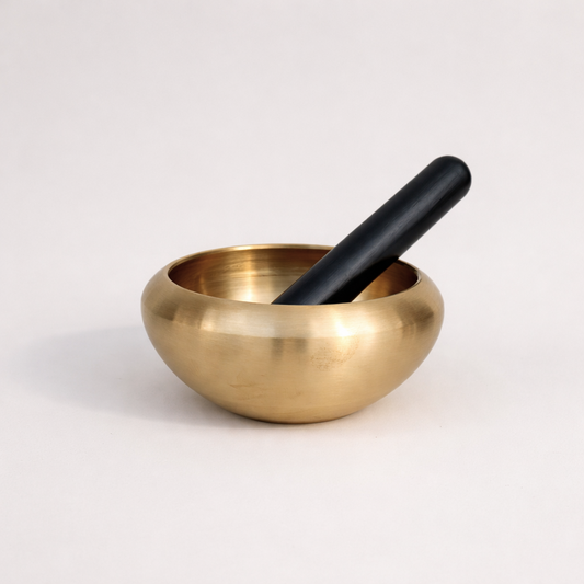 Pure Kansa Meditation Bowl / Om Bowl with Wooden Stick, Gift Box, Large